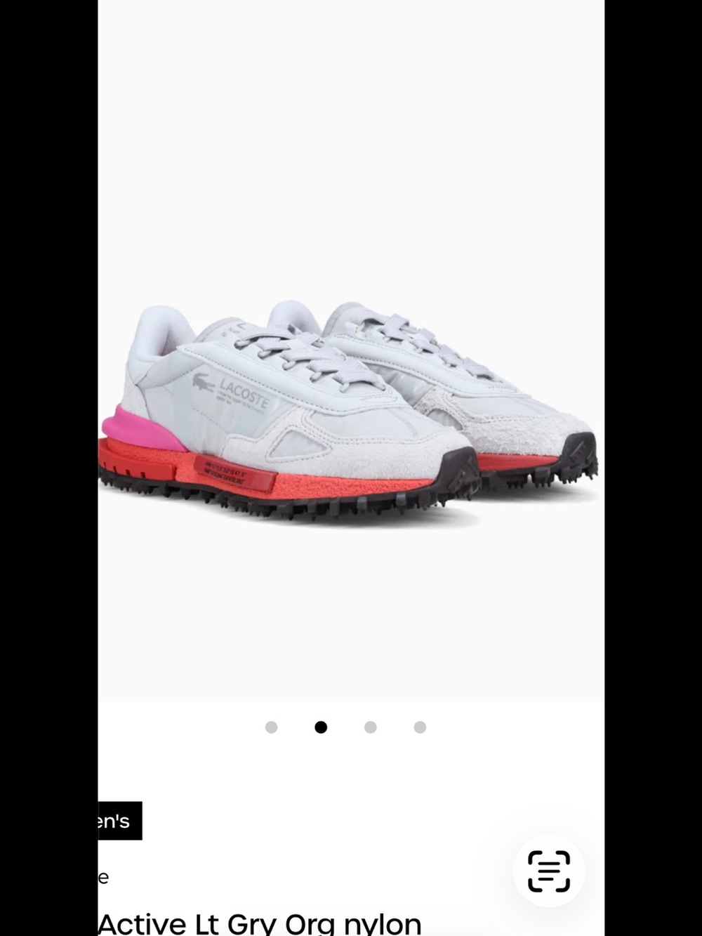 Lacoste Elite Active Lt Gry Org nylon sneakers